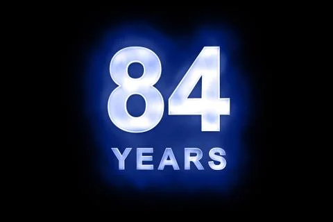 84 years text with blue glow Stock Illustration