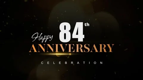84th Happy Anniversary with dark golden bokeh background Stock Footage 284435053