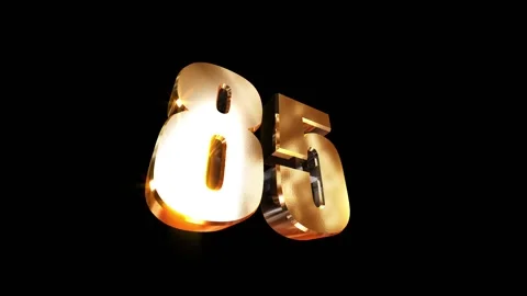 85, 3d golgen text number on black background Video stock 127698006