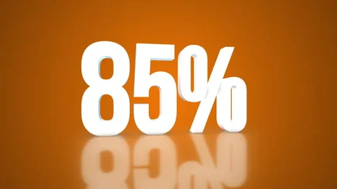 85% 3D Text spinning on an orange background. 360 Looped video. 4K Видео 276685604