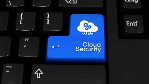 85. Cloud Security Rotation Motion On Computer Keyboard Button. Stock Footage 95393910