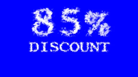 85% discount cloud text effect blue isolated background Stock Footage 139640543