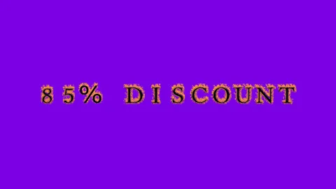 85% discount fire text effect violet background Stock Footage 136314552