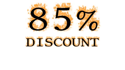 85% discount fire text effect white isolated background Stock Footage 137993097