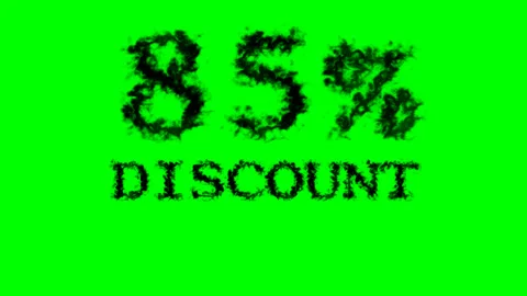 85% discount smoke text effect green isolated background Stock Footage 139628630