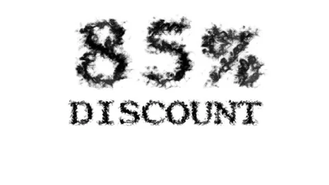 85% discount smoke text effect white isolated background Stock Footage 139628701