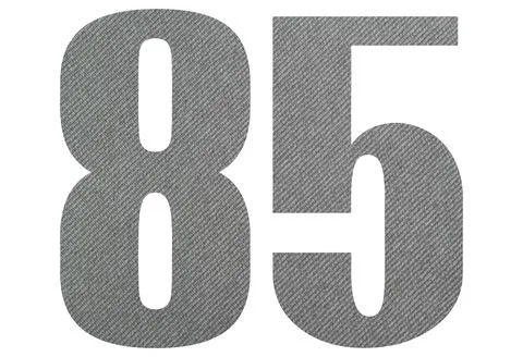85, eighty five - with gray fabric texture on white background Stock Photos