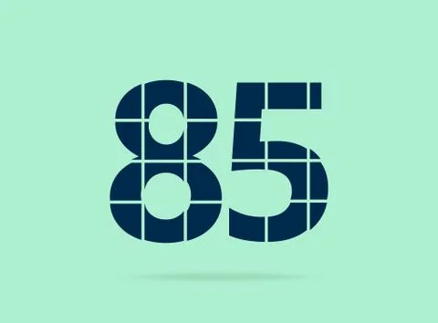 85 number, vector desing font.  Made of knife cut. For logo, brand label, des Stock Illustration