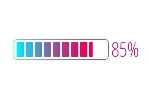 85 percent chart. Vector percentage infographics. Isolated gradient icon Stock Illustration