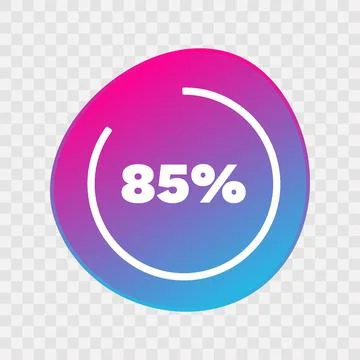 85 percent chart. Vector percentage infographic element. Gradient icon Stock Illustration