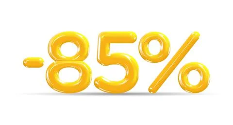 85 percent Off. Discount creative composition of golden or yellow balloons. Illustrazione stock