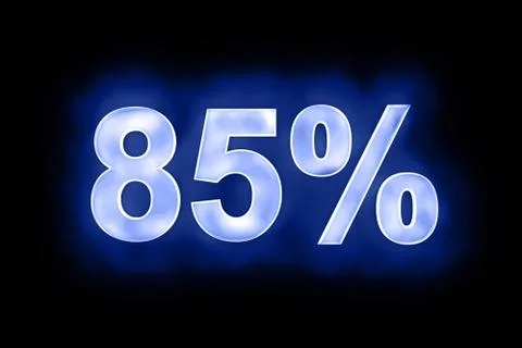 85 percent in glowing numerals on blue Stock Illustration