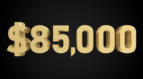 85 thousand dollars 3D gold, 3D numbers Stock Illustration