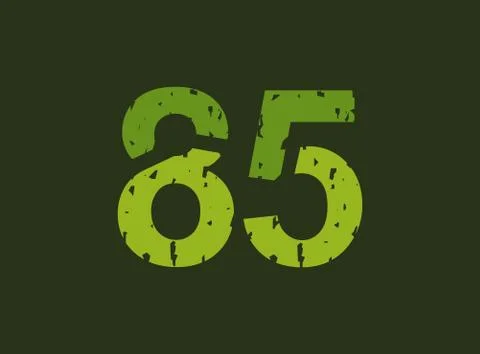 85 vector number made of grungy, grunge texture. Rubber stamp imprint style.  Stock Illustration