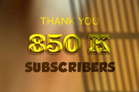 850 K  subscribers celebration greeting banner with Gold Design Stock Illustration