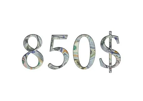 $ 850. Us dollar banknotes. The texture of the money. Isolated on white backg Stock Photos