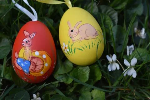 8505-colorful easter eggs Stock Photos