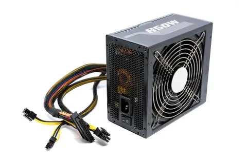 850W Power supply unit with cable and switch I O, black color for full ATX To Stock Photos