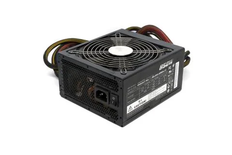 850W Power supply unit with cable and switch I O, black color for full ATX To Stock Photos