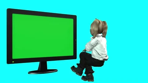 858 4K LEARNING FROM HOME via computer avatar girl watches and interacts Stock Footage 136987979