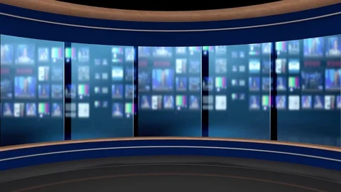 85HD News Talkshow TV Virtual Studio Green Screen Background Control Room Stock Footage