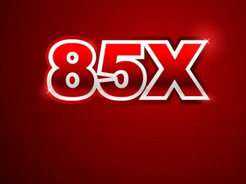 85x sign in red background Stock Illustration