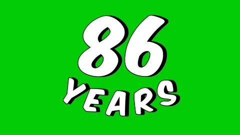 86 eighty six Number years text animation motion graphics cartoon on green Stock Footage 296281506