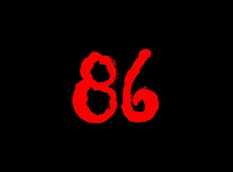 86 Horror bloody, scary vector number. Insane Fear brutal, scream font. Wicke Stock Illustration