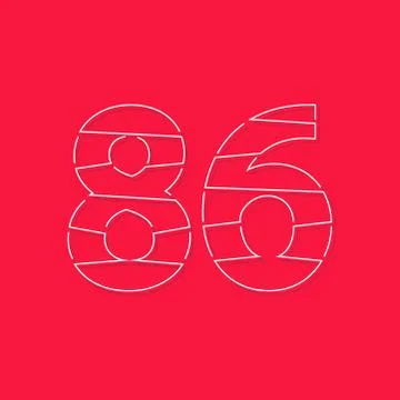 86 number, linear stroke font. Modern trendy, creative style design. For logo Stock Illustration