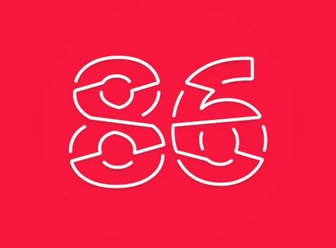 86 number. Modern trendy, creative style design. For logo, brand label, desig Stock Illustration