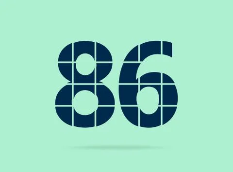 86 number, vector desing font.  Made of knife cut. For logo, brand label, des Stock Illustration