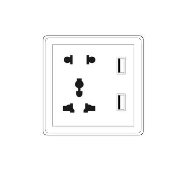 86 Type 2 Way Multi Wall Switch Socket with 2 USB Port Socket Illustrazione stock