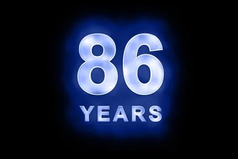 86 years text with blue glow Stock Illustration