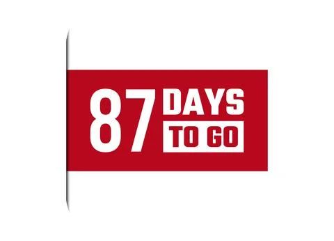 87 days to go red vector banner illustration isolated on white background Stock Illustration