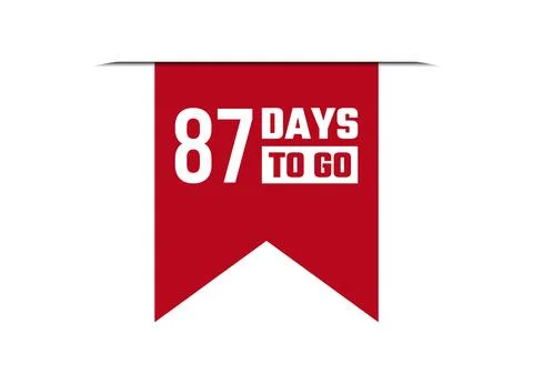 87 days to go red vector banner illustration isolated on white background Stock Illustration