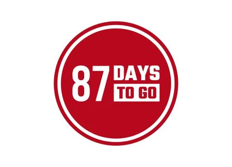 87 days to go red vector banner illustration isolated on white background Stock Illustration