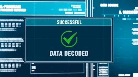 87. Decoding Data Progress Warning Message Data Decoded Alert On Screen Stock Footage 95562037