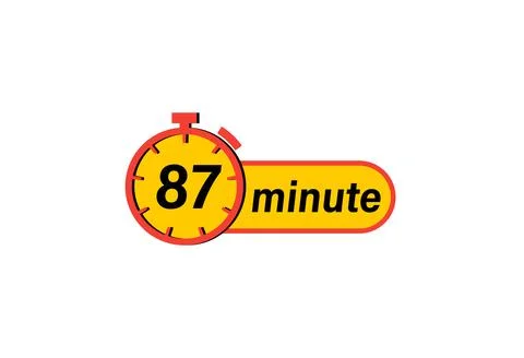 87 minute timer Clock, Timer icon, countdown icon. Time measure. Chronomete.. Stock Illustration
