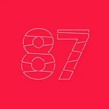 87 number, linear stroke font. Modern trendy, creative style design. For logo Stock Illustration