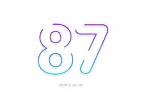 87 number, outline stroke gradient font. Trendy, dynamic creative style desig Stock Illustration