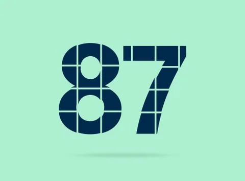87 number, vector desing font.  Made of knife cut. For logo, brand label, des Stock Illustration