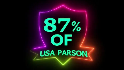 87 percent USA population statistical data animated graphic motion element .. Stock Footage 328567732