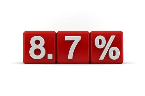 8.7 percent in white numbers on red cubes Stock Illustration