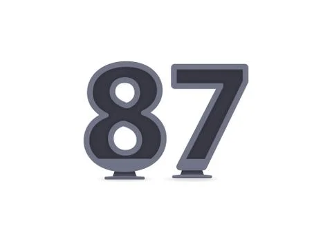 87 vector number design. For logo, brand label, design elements, corporate id Stock Illustration