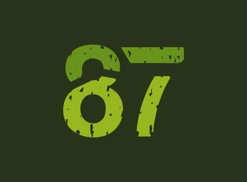 87 vector number made of grungy, grunge texture. Rubber stamp imprint style.  스톡 일러스트