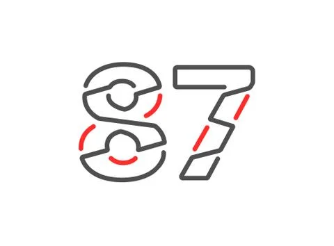 87 vector number. Modern trendy, creative style line design. For logo, brand  Stock Illustration