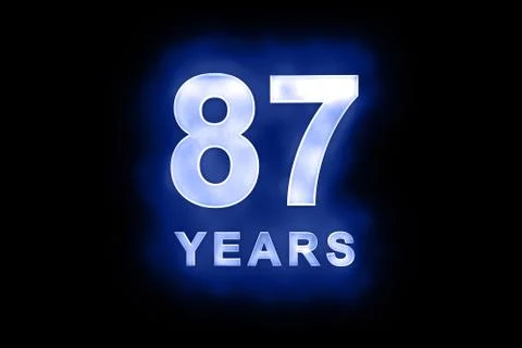 87 years text with blue glow Stock Illustration