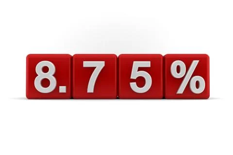 8.75 percent in white numbers on red cubes Stock Illustration