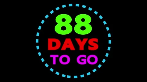 88 days to go text with a spinning circle Stockbeeldmateriaal 330441694