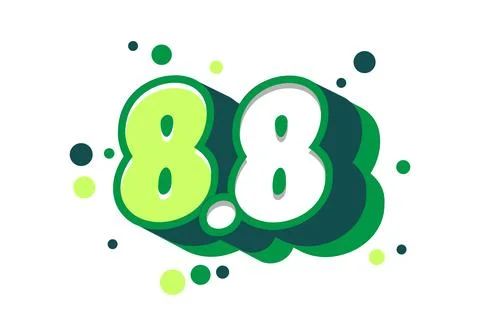 8.8 Green Bubble Number Typography with Bold Cartoon Text Effect Stockillustratie